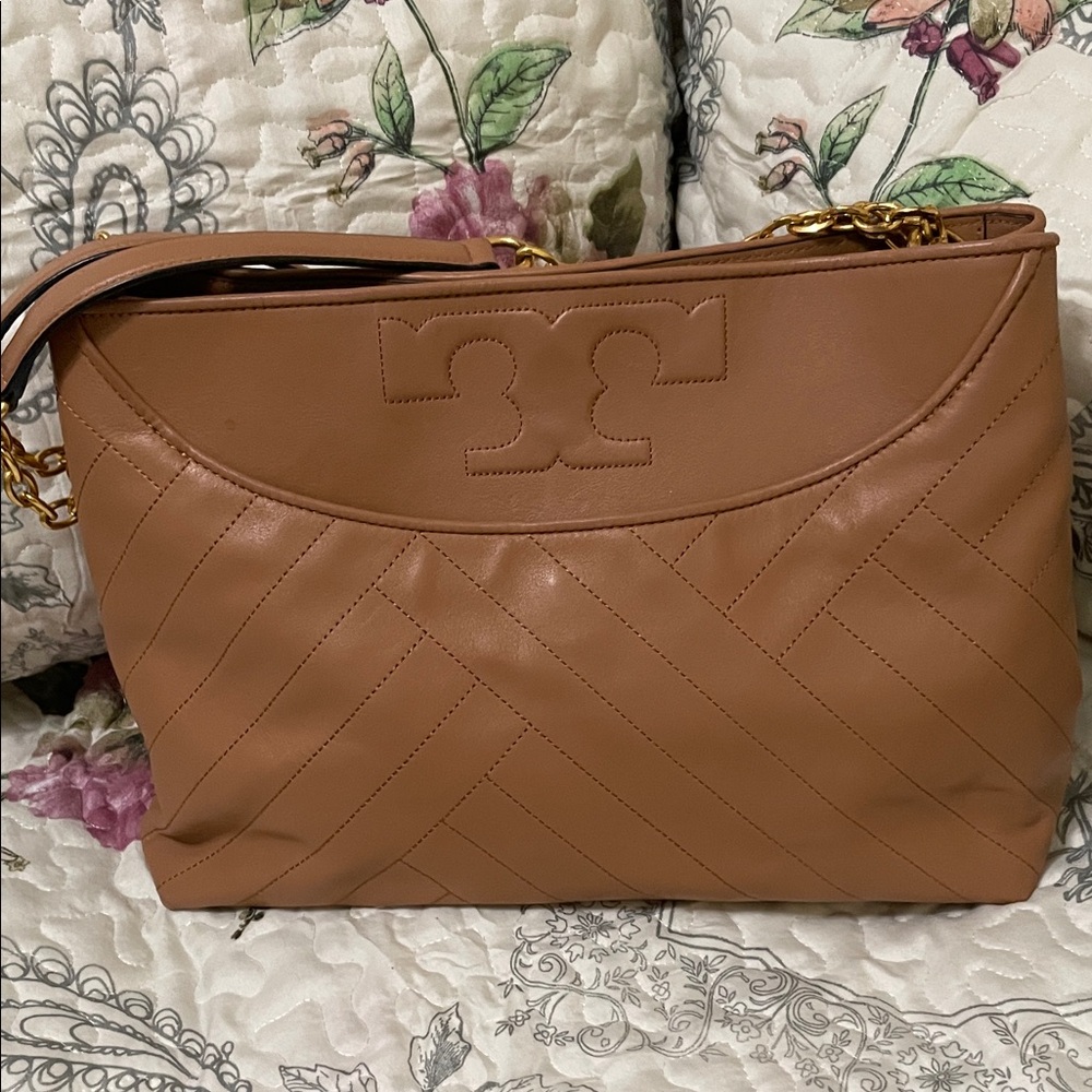 Tory Burch Brown Quilted Shoulder Bag